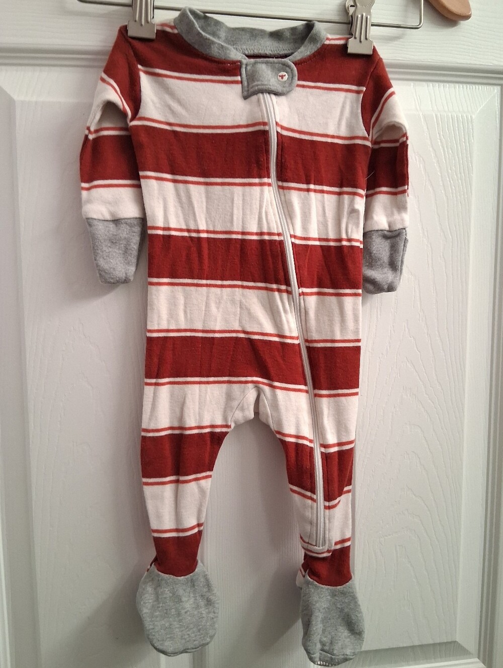 Burts Bees Baby Red Striped Footie Pajamas 0-3 Months